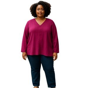 Lands'‎ End Top Womens 16 Persian Plum Minimalist Capsule Basic Tunic Casual